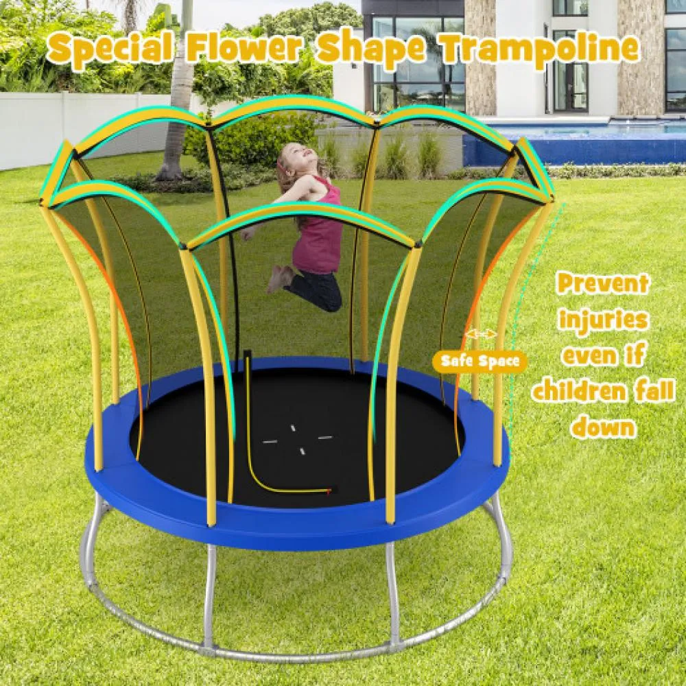 10 Feet Unique Flower Shape Trampoline with Galvanized Steel Frame-Orange