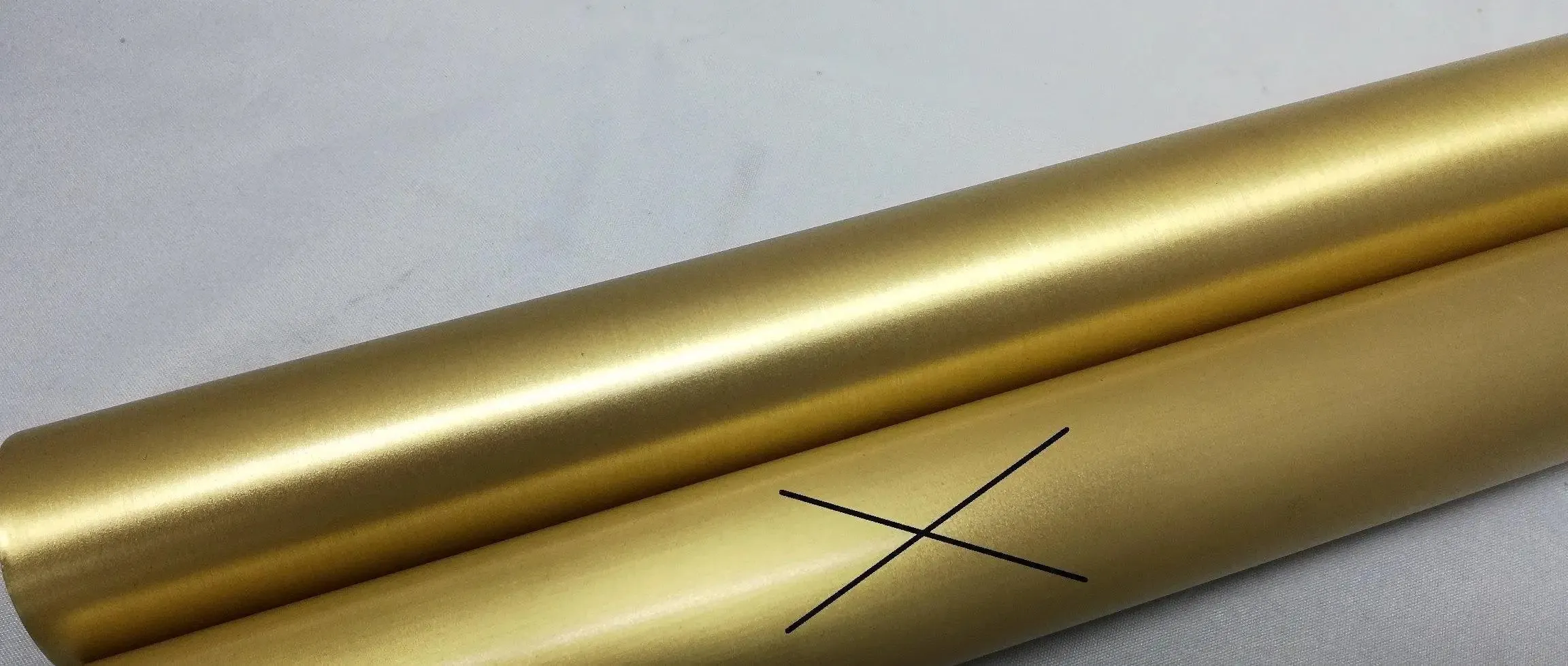 2" Diameter X .065 X 12' Brass Tubing with Matte Clear Powder Coat Finish