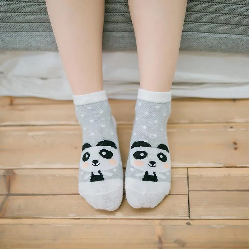 5-piece Cartoon Design Mesh Socks