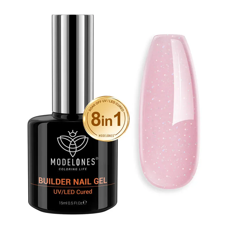 8-In-1 Nude Pink Glitter Builder Nail Gel 15ml