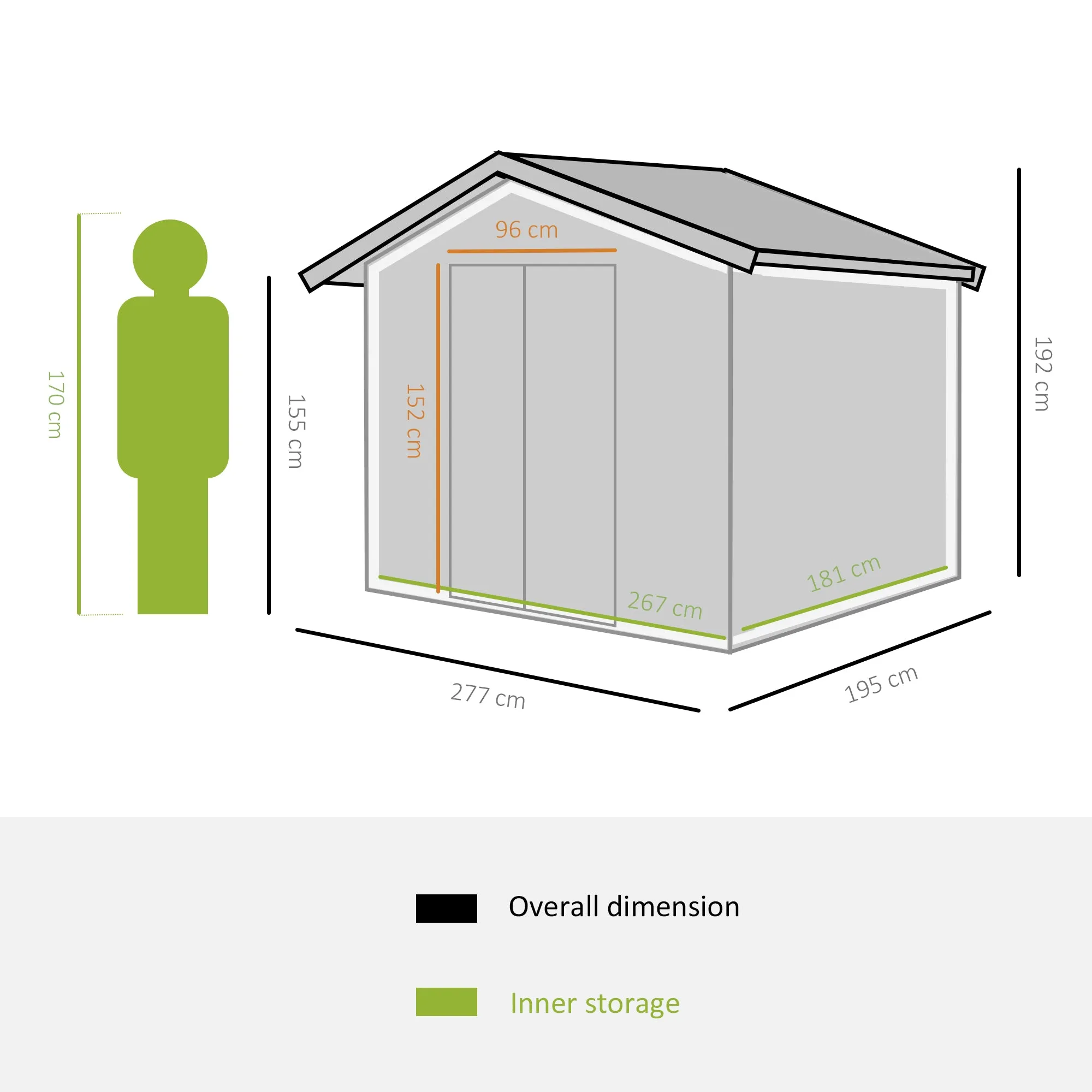 9 x 6FT Outdoor Garden Roofed Metal Storage Shed Tool Box with Foundation Ventilation & Doors, Grey