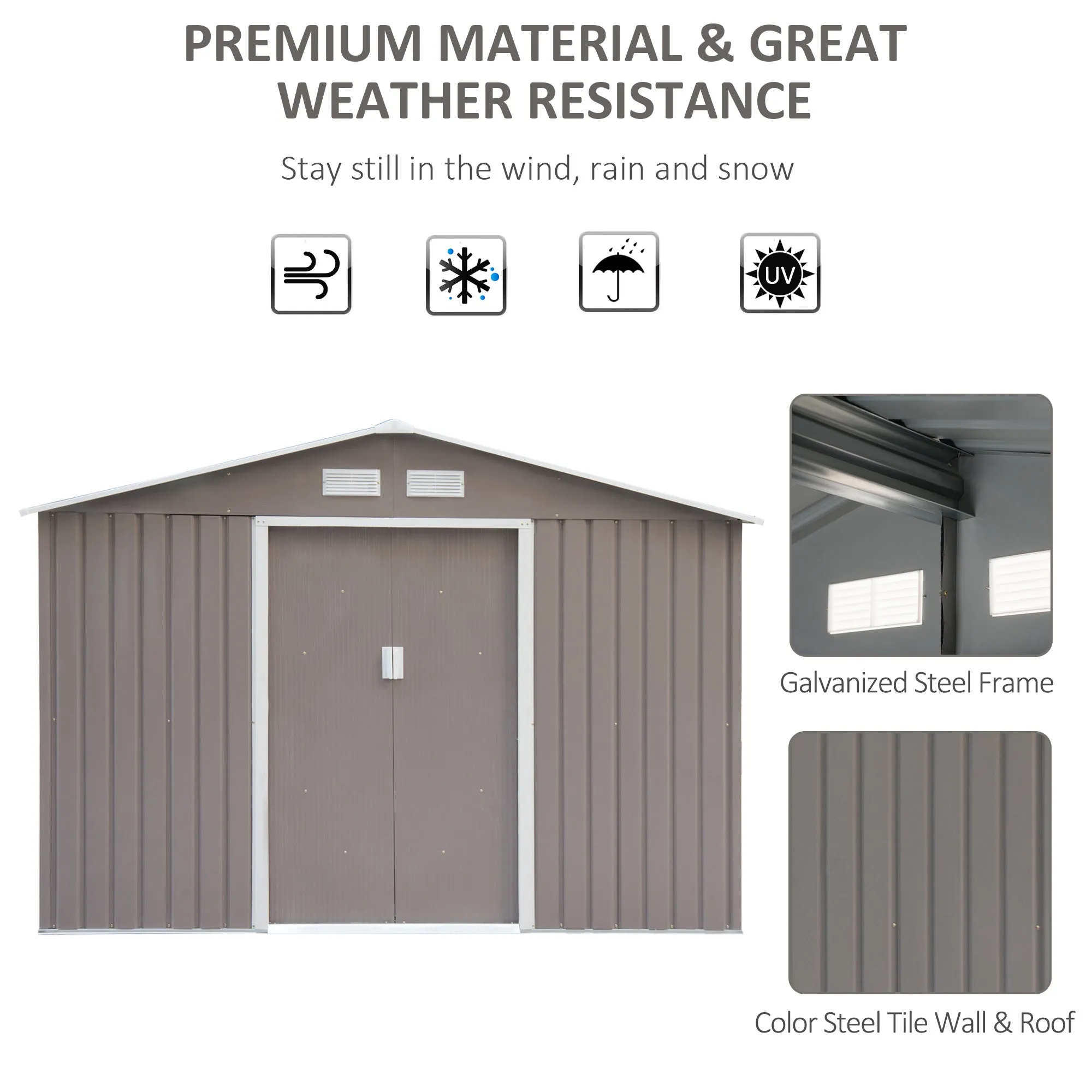 9 x 6ft Outdoor Garden Storage Shed