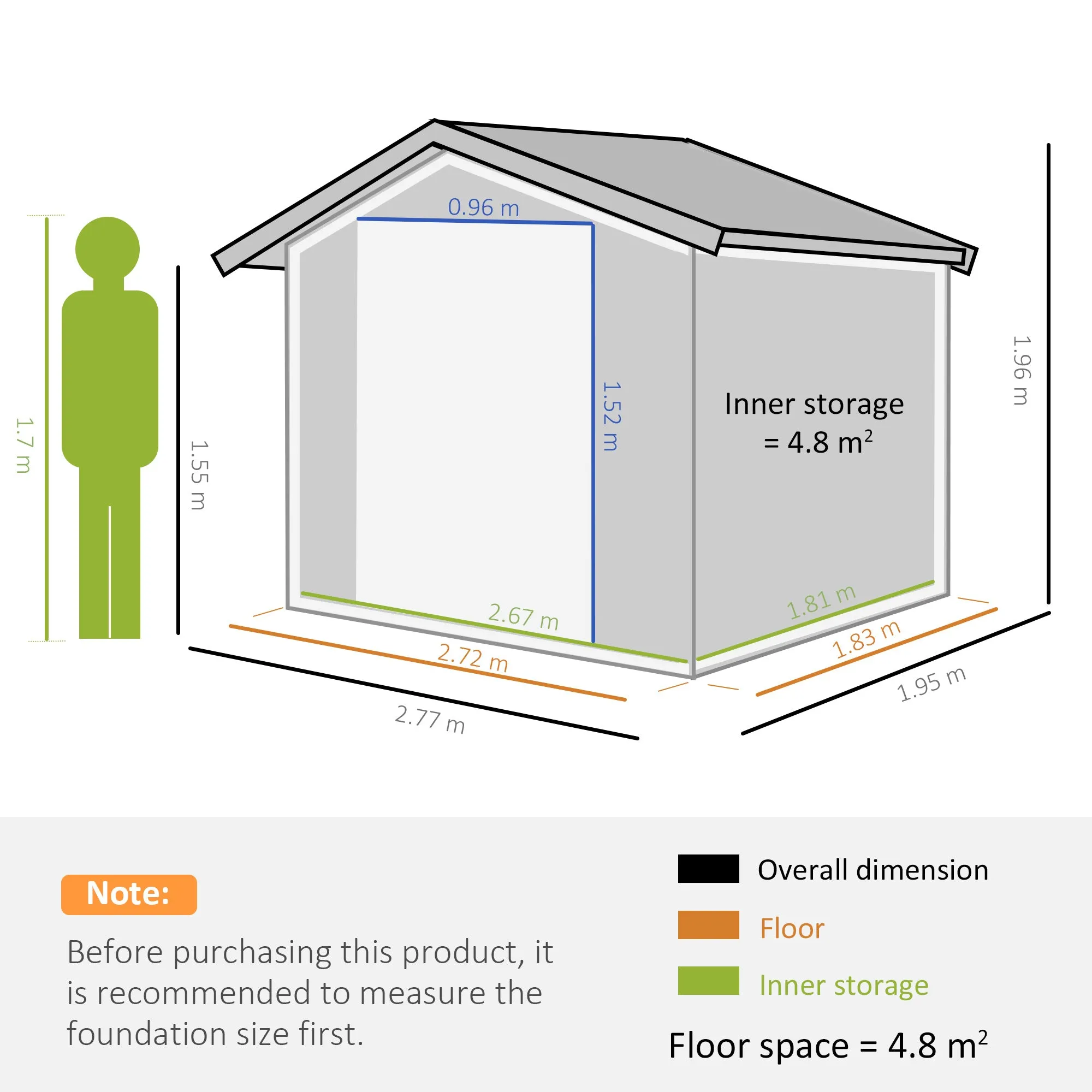 9 x 6ft Outdoor Garden Storage Shed