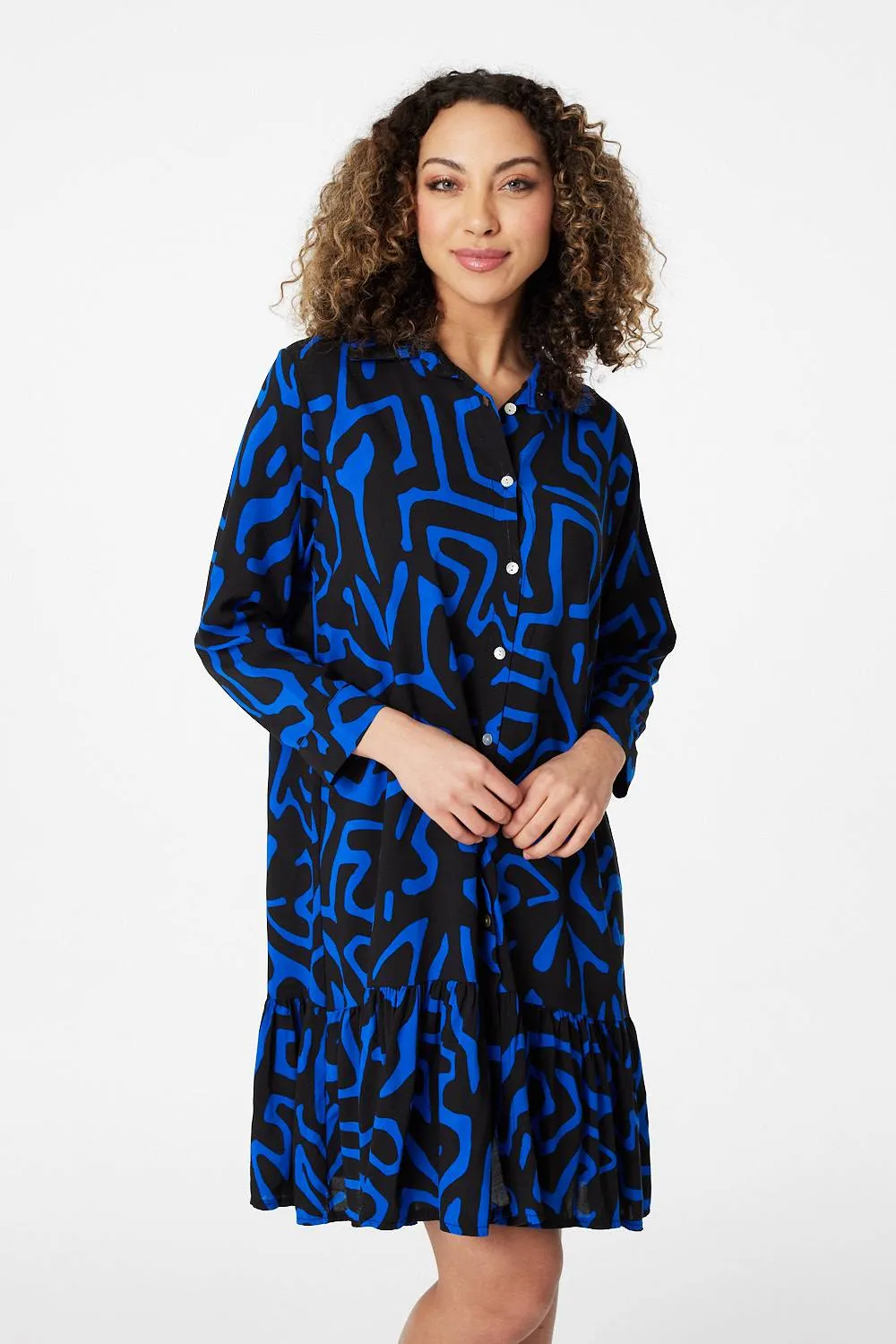 Abstract Print Mini Smock Dress