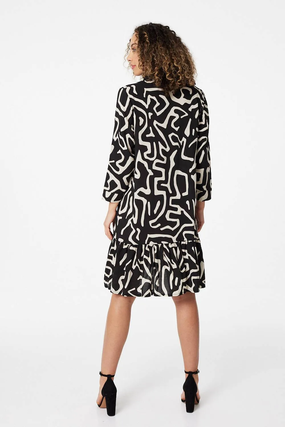 Abstract Print Mini Smock Dress