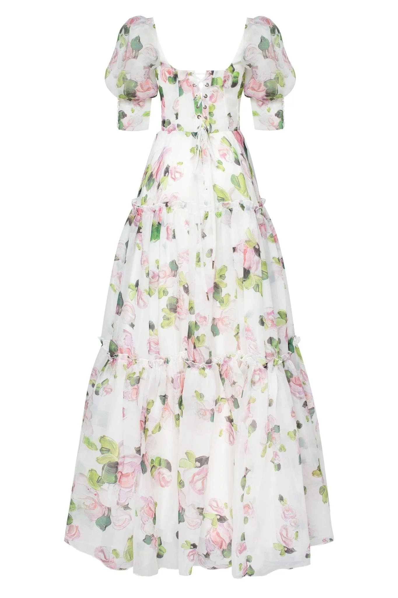 Apple Blossom Feminine voluminous sheer sleeves dress