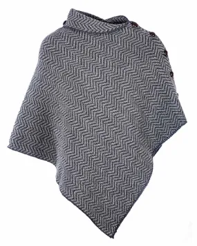 Aran Herringbone Poncho with Buttons