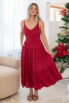 Austen V-Neck Maxi Dress Red