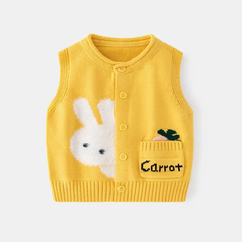 Baby Girls Boys Sweater Cardigan Vest  Cotton Cute Rabbit Pattern Child Knit Waistcoat Coat Spring Warm Clothes Outerwear