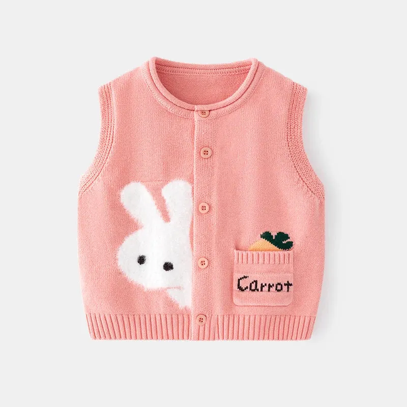 Baby Girls Boys Sweater Cardigan Vest  Cotton Cute Rabbit Pattern Child Knit Waistcoat Coat Spring Warm Clothes Outerwear