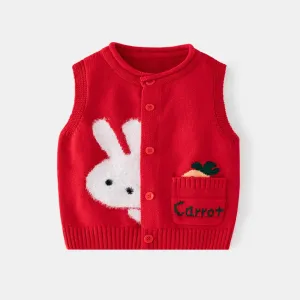 Baby Girls Boys Sweater Cardigan Vest  Cotton Cute Rabbit Pattern Child Knit Waistcoat Coat Spring Warm Clothes Outerwear