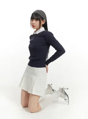 Basic Cotton Pleated Mini Skirt IM406