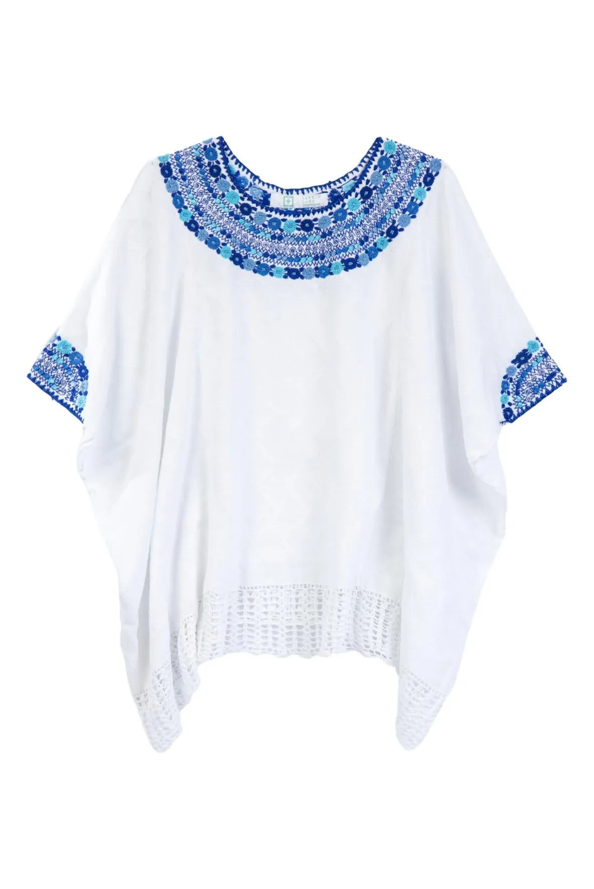 Beatriz Embroidered Guatemalan Top - White & Blue