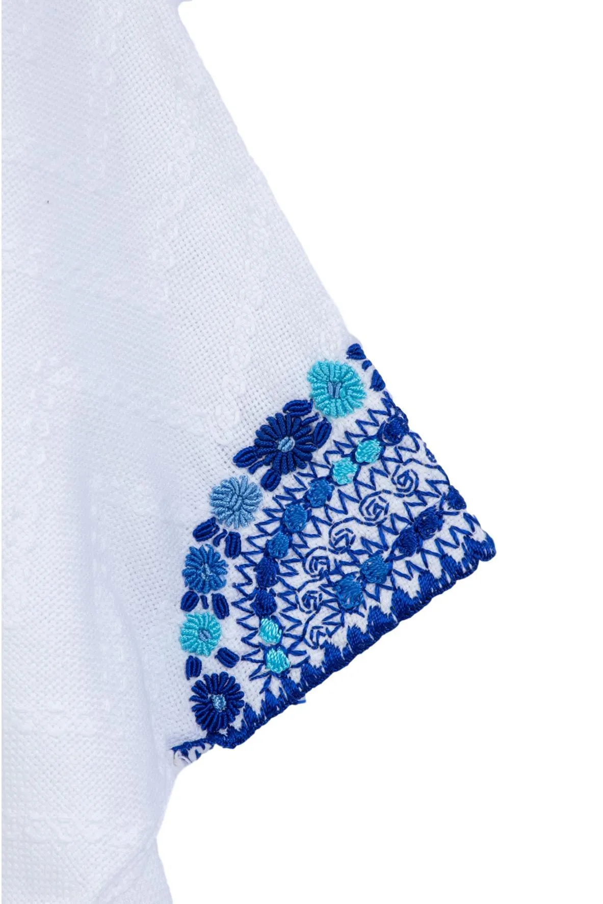 Beatriz Embroidered Guatemalan Top - White & Blue