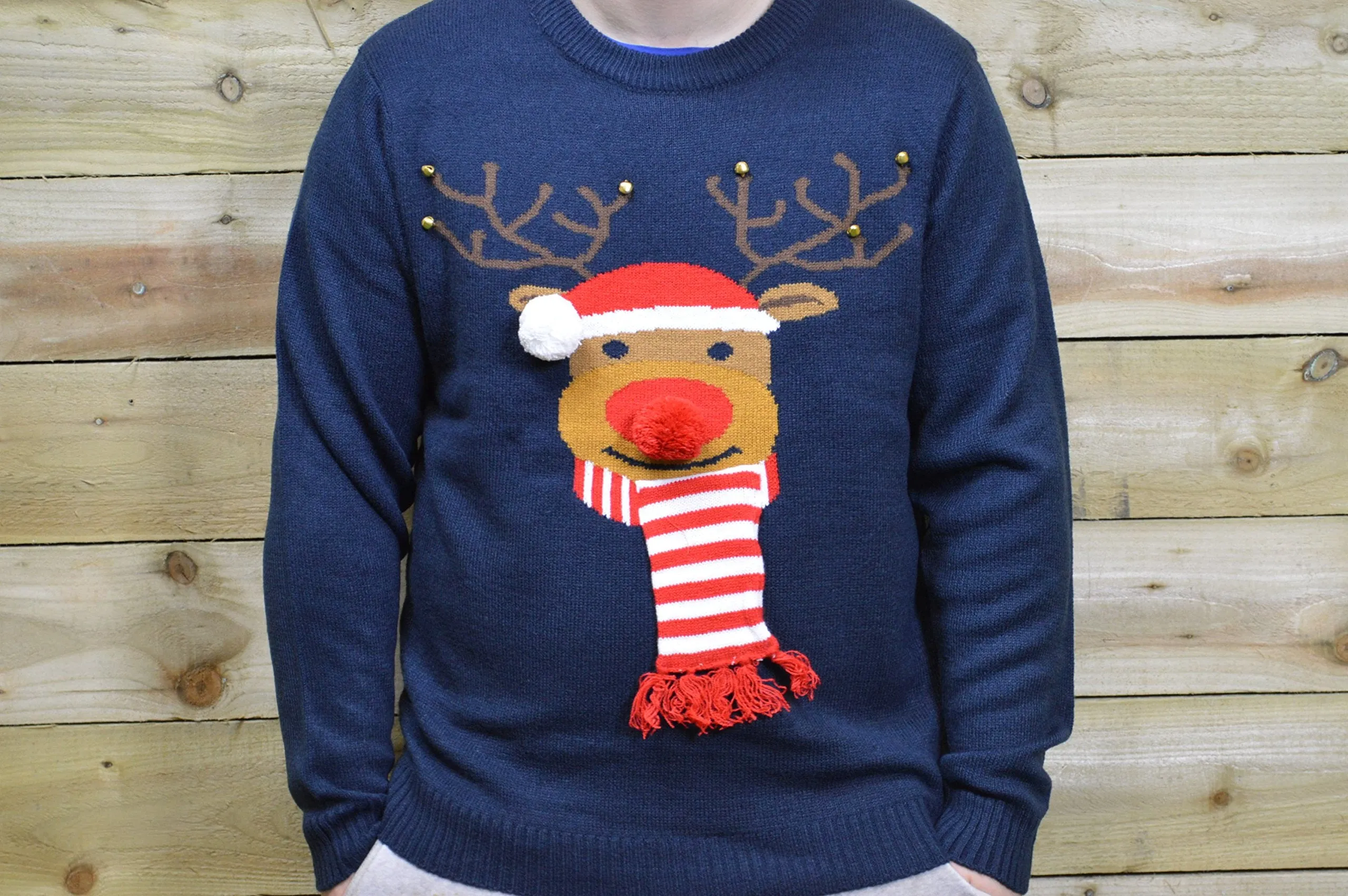 BENROSS 3D Knitted Christmas Jumper in Navy Reindeer - Large