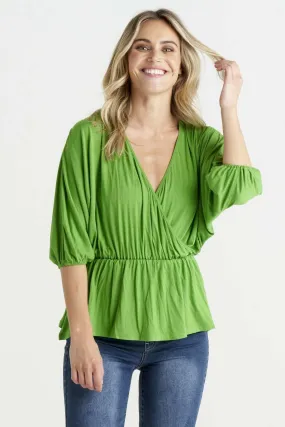 Betty Basics Bayeaux Wrap Top in Artichoke