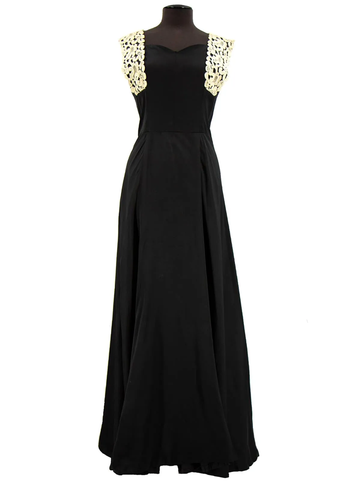 Black 1940s Vintage Bow Back Evening Dress