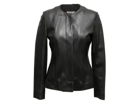 Black Agnona Leather Jacket Size IT 42