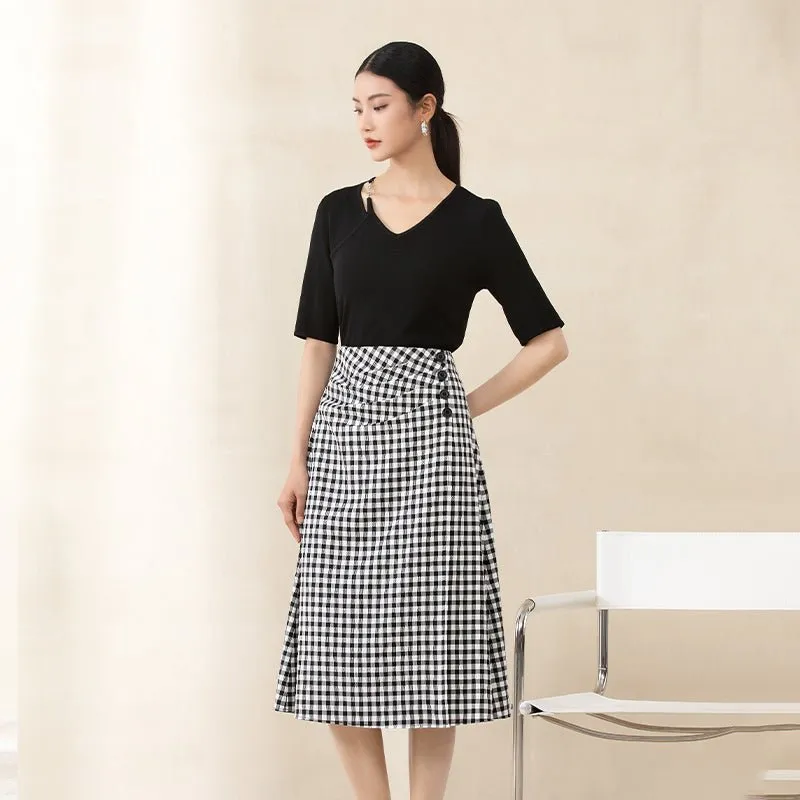 Black & White Plaid Skirt