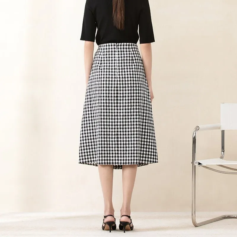 Black & White Plaid Skirt