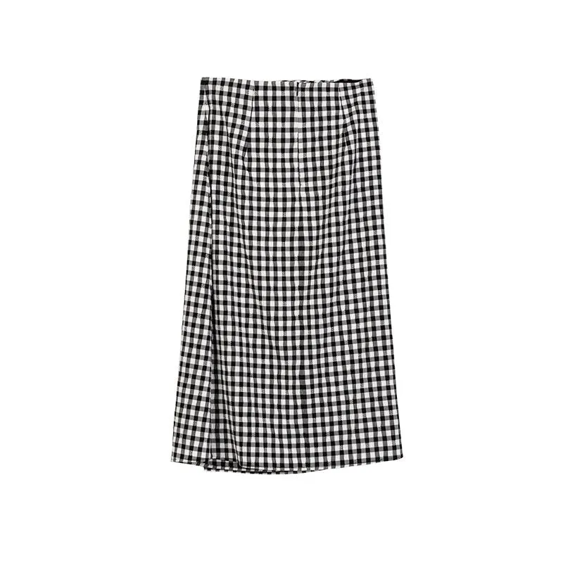 Black & White Plaid Skirt