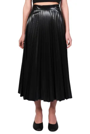 Black Coated Pleated Skirt