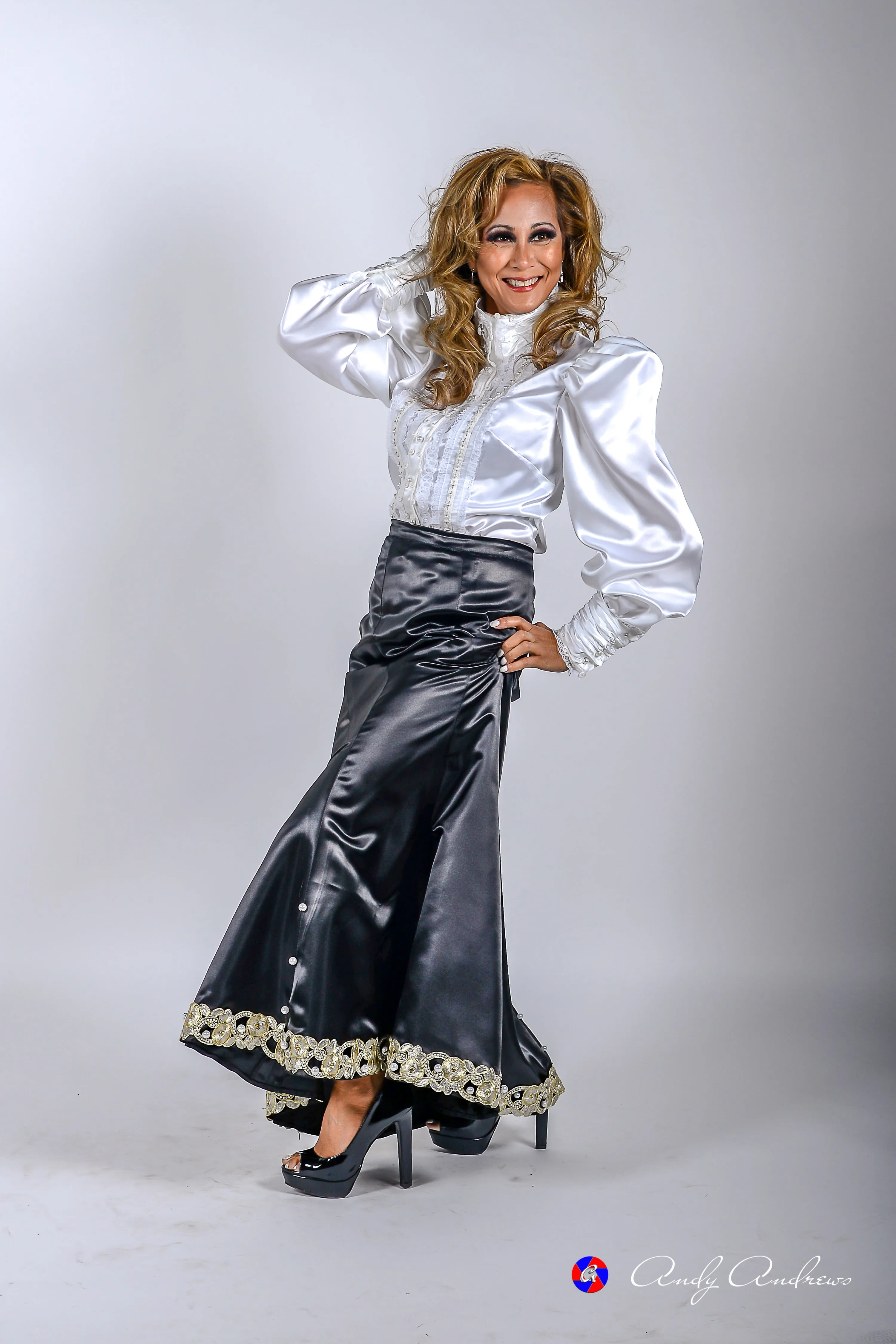 Black long pearl embellished satin tulip skirt in XS S M L XL 2XL 3XL