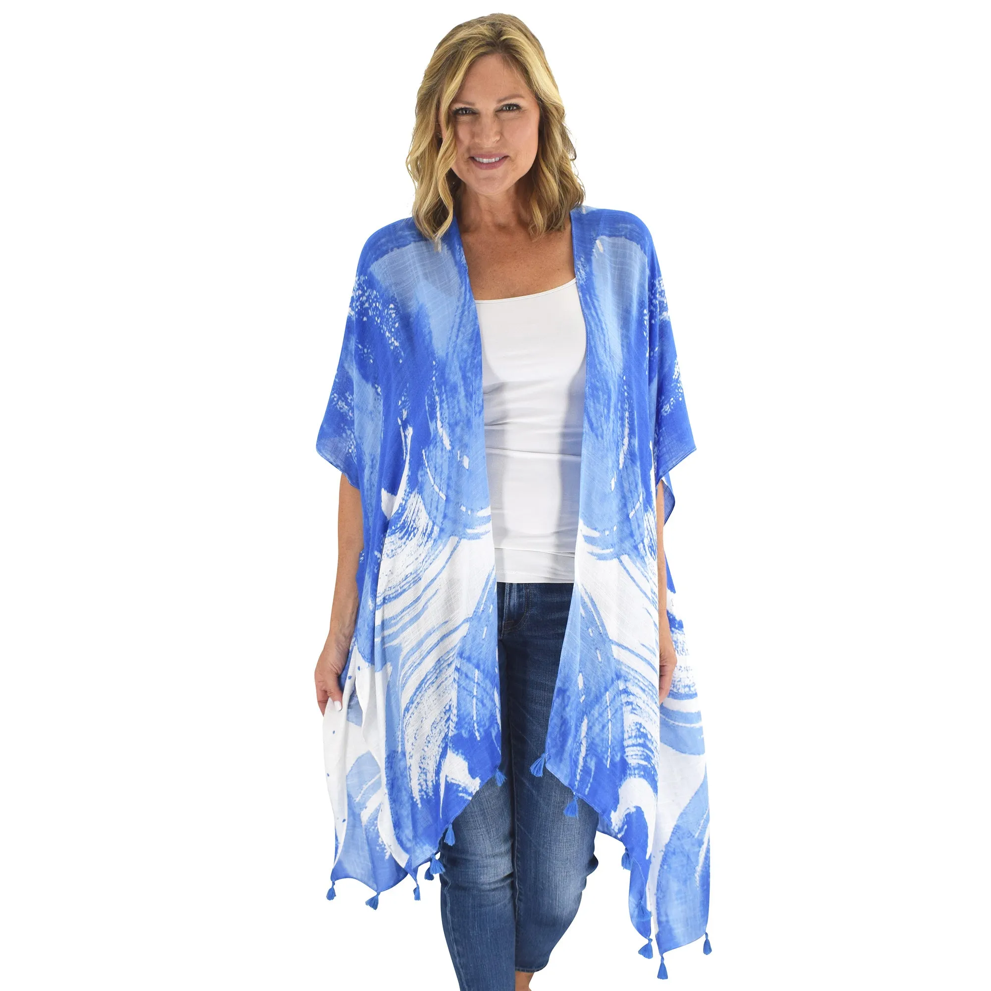 Blue Wave Viscose Kimono