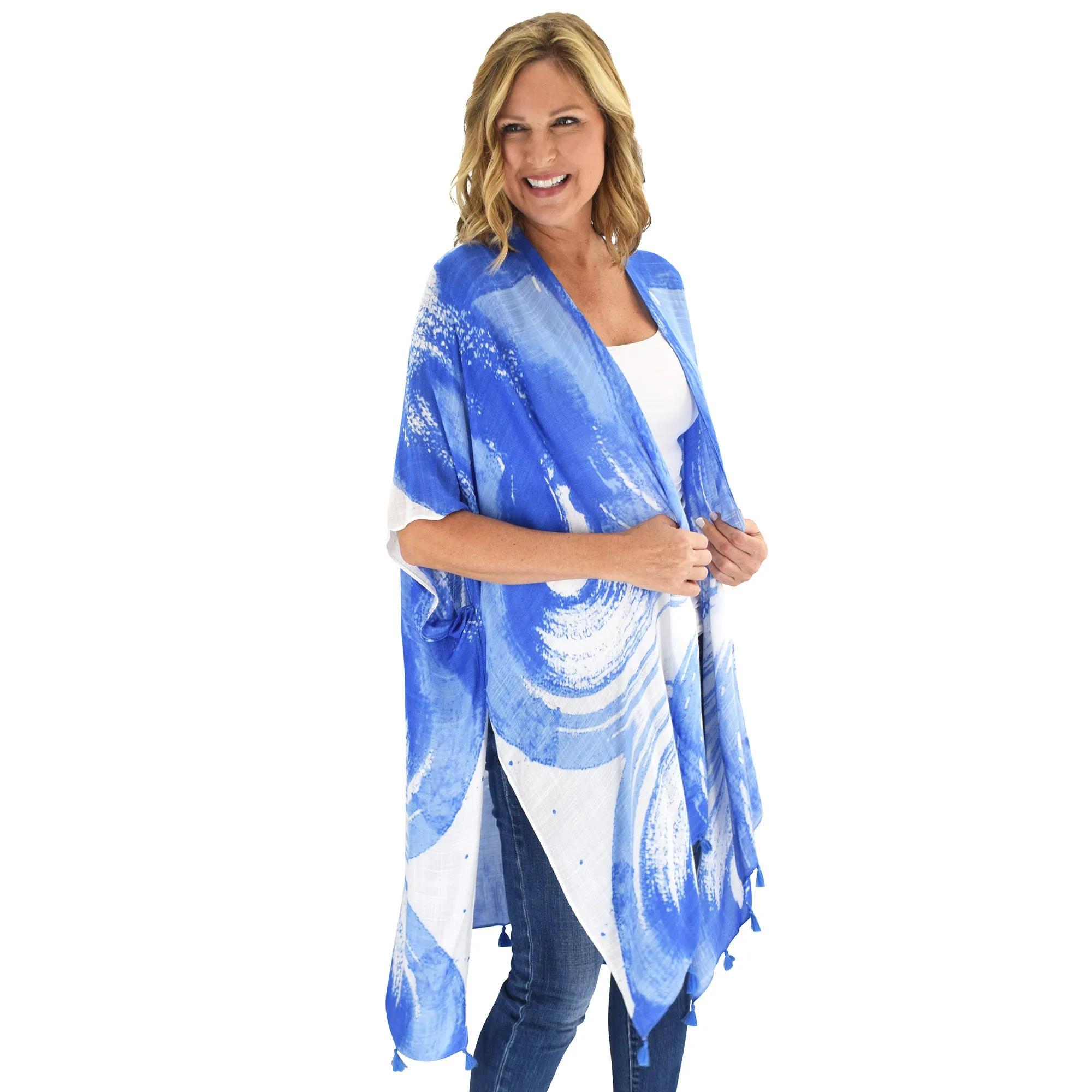 Blue Wave Viscose Kimono