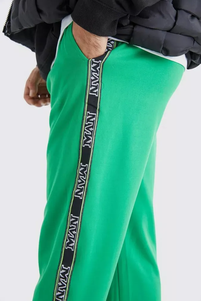 Boohoo Green Regular Fit Tape Side Tricot Mens Jogger