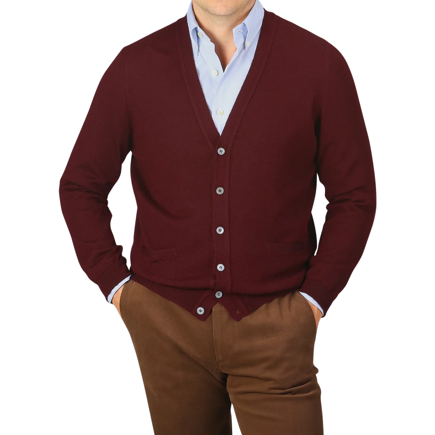 Bordeaux Extra Fine Merino Wool Cardigan