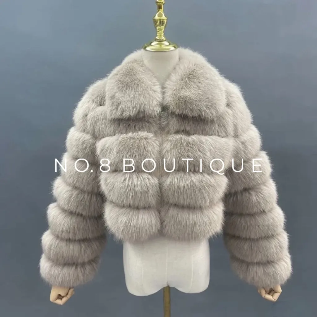 Bridal Cropped Collar Faux Fur Jacket