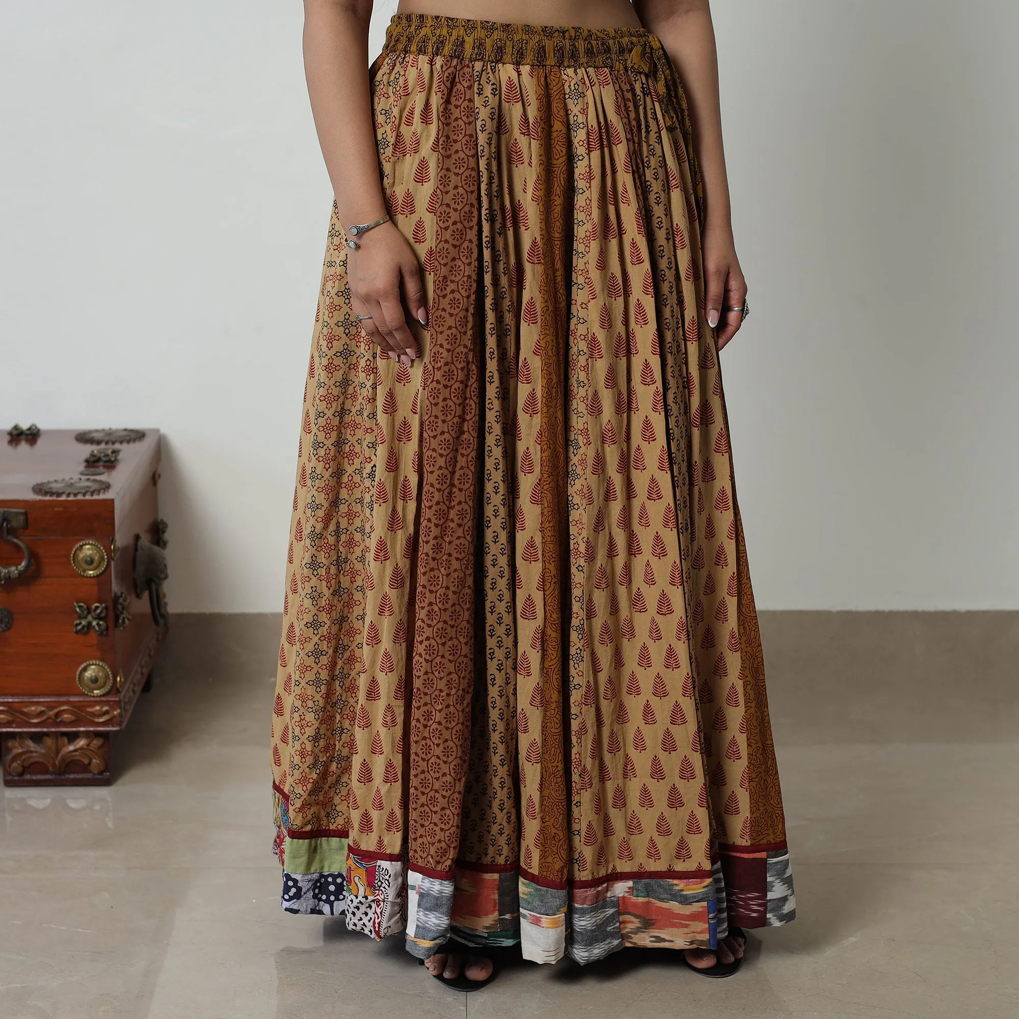 Brown - Bagh Print Skirt with 24 Kali Patchwork 19