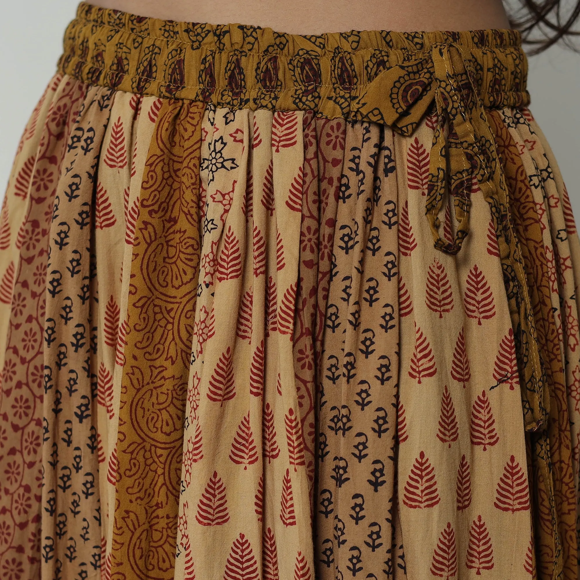 Brown - Bagh Print Skirt with 24 Kali Patchwork 19