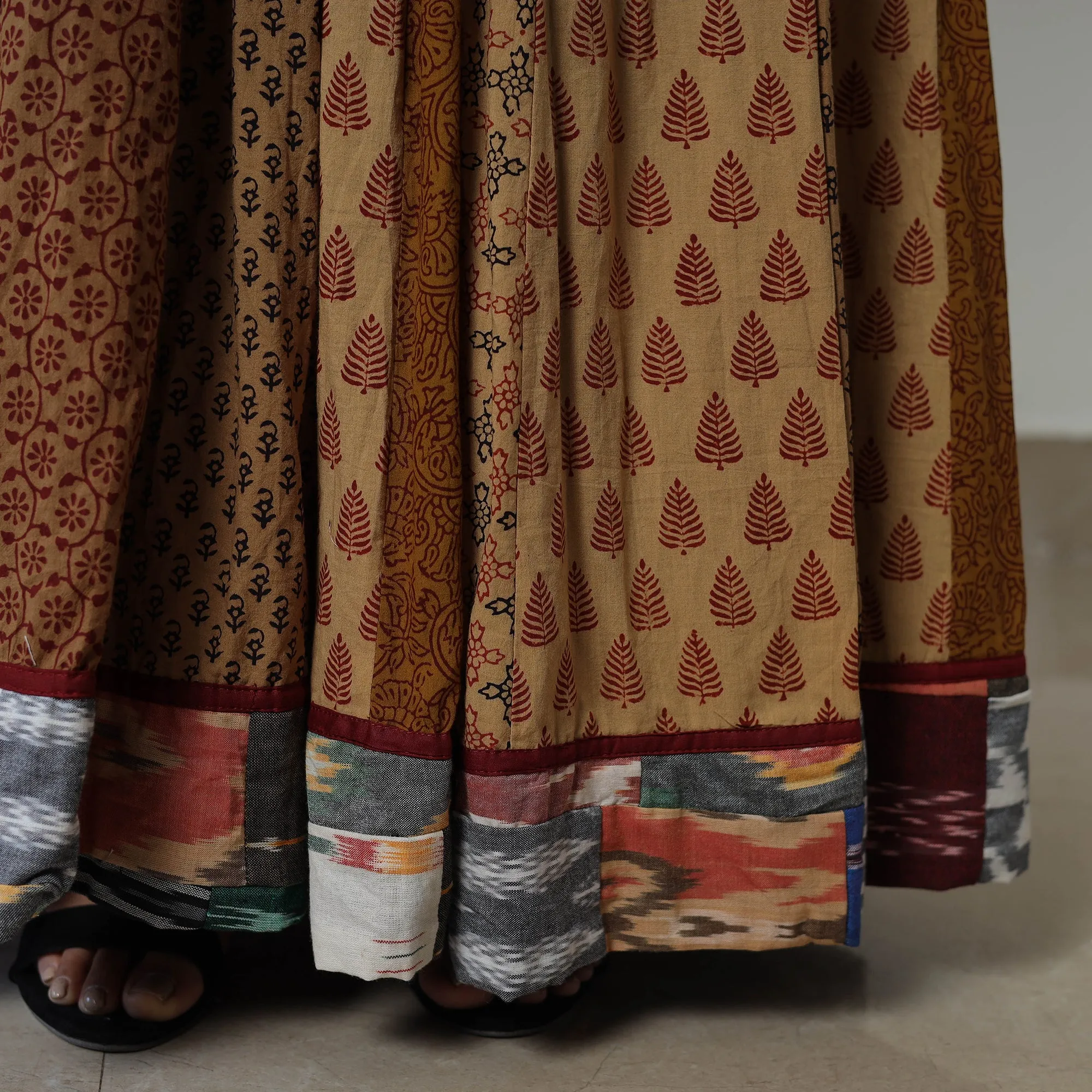 Brown - Bagh Print Skirt with 24 Kali Patchwork 19