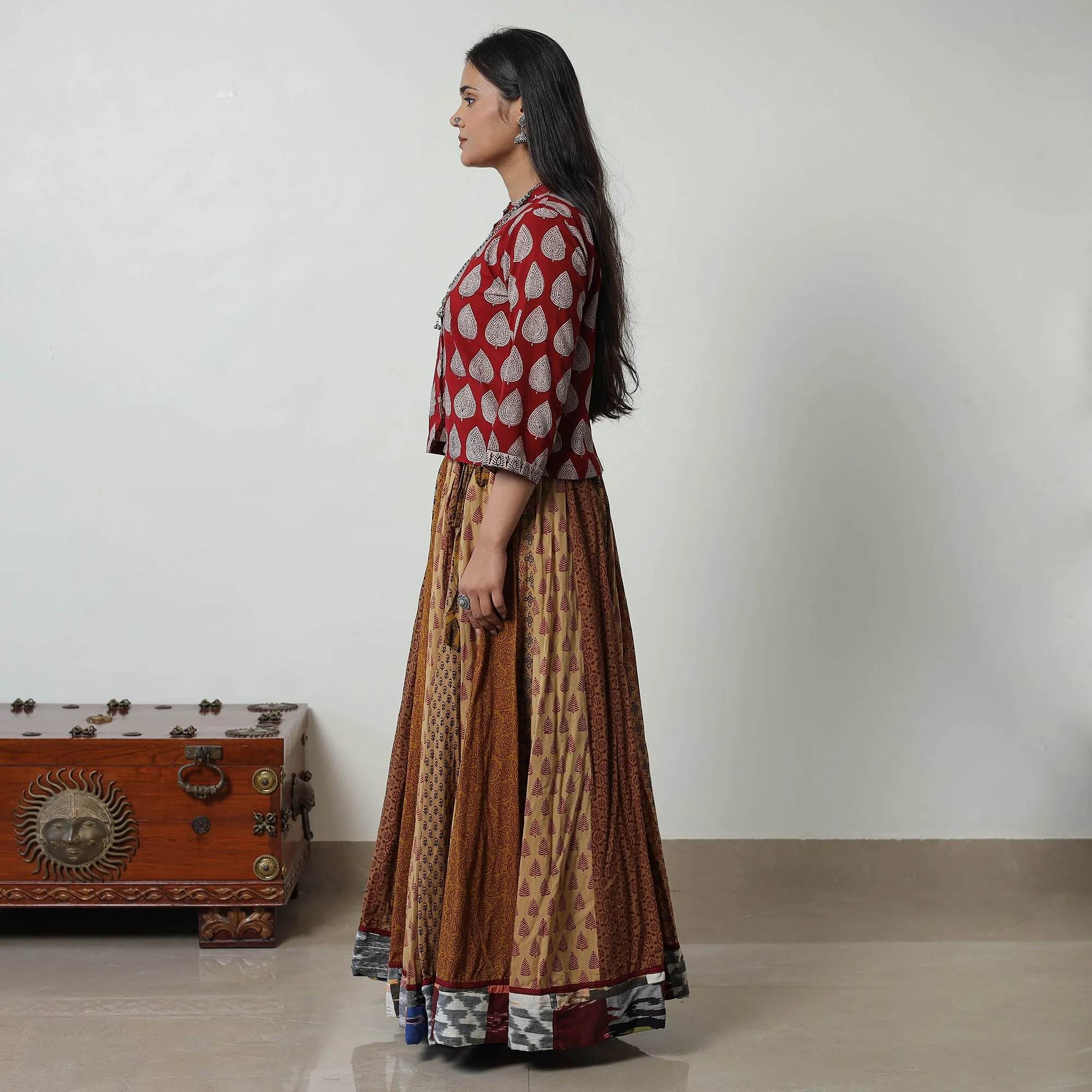 Brown - Bagh Print Skirt with 24 Kali Patchwork 19