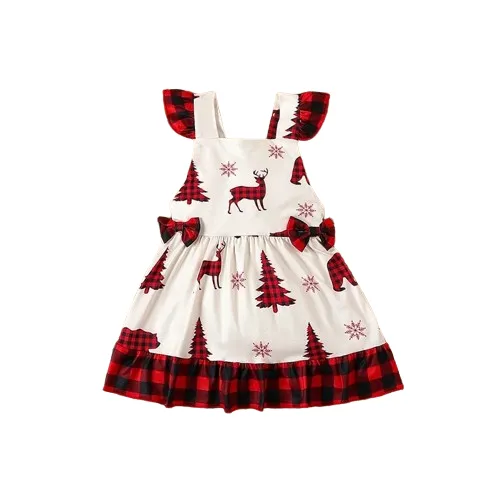 Buffalo Plaid Woodland Baby / Toddler Girls Christmas Dress