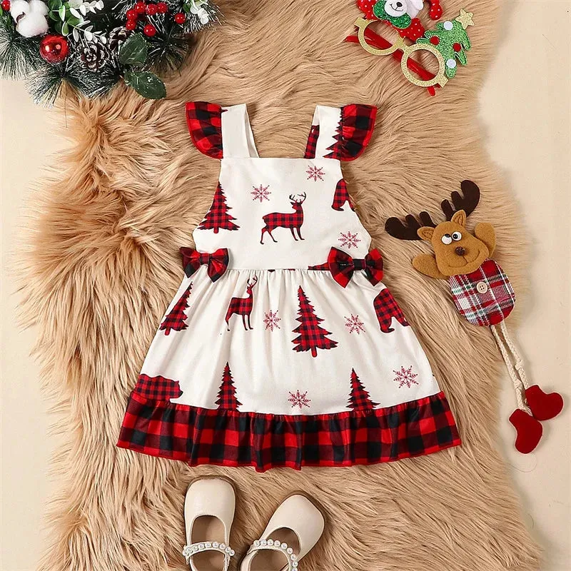 Buffalo Plaid Woodland Baby / Toddler Girls Christmas Dress