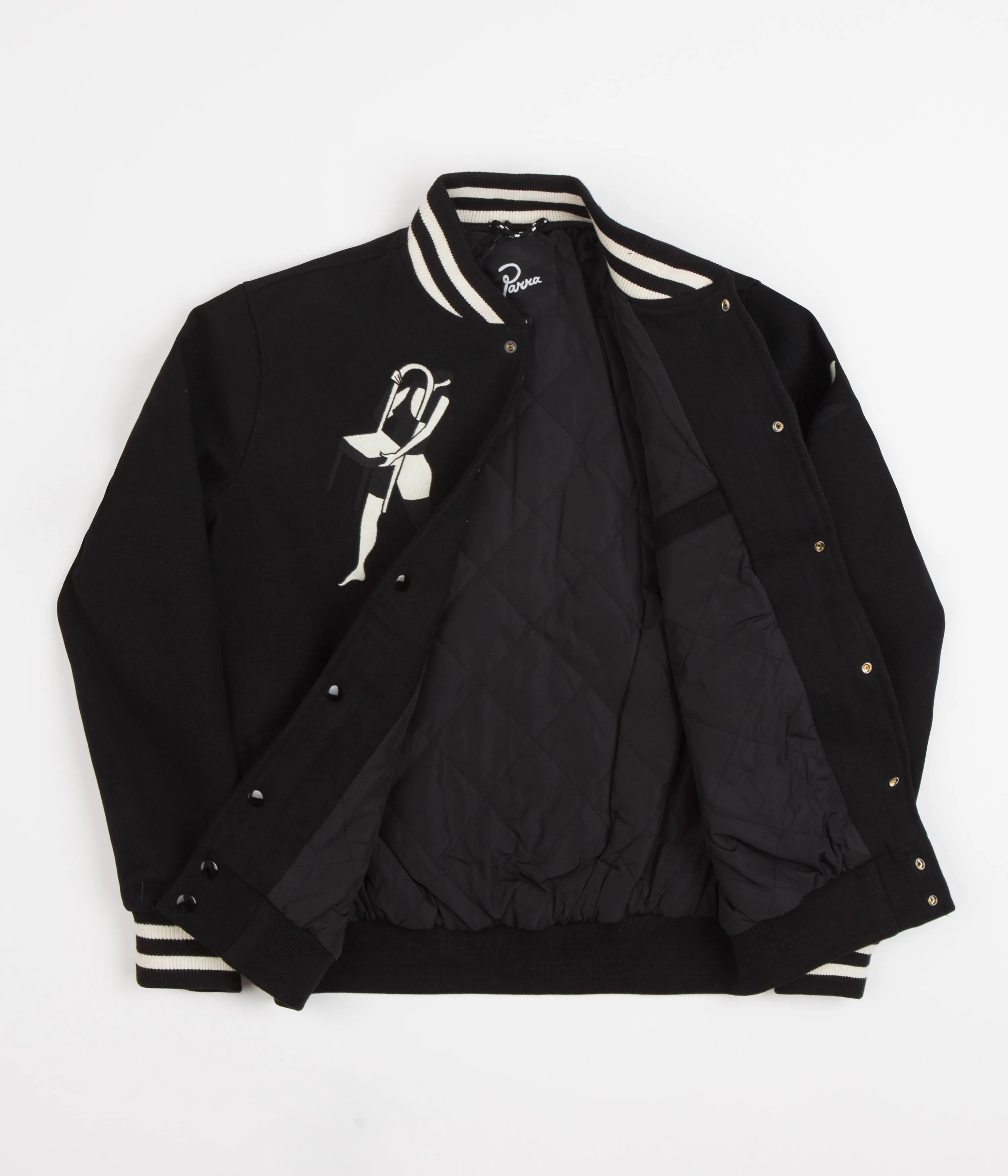 by Parra Cloudy Star Varsity Jacket - Black