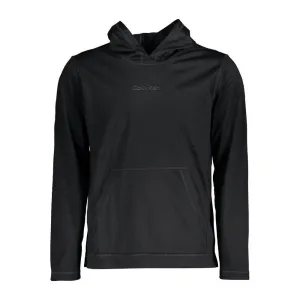 Calvin Klein Sleek Black Hooded Sweatshirt with Logo Print