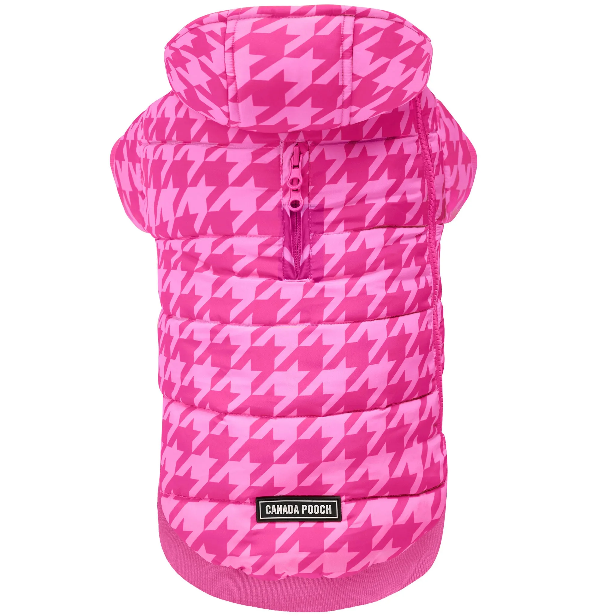 Canada Pooch Prism Puffer - Pink Houndstooth