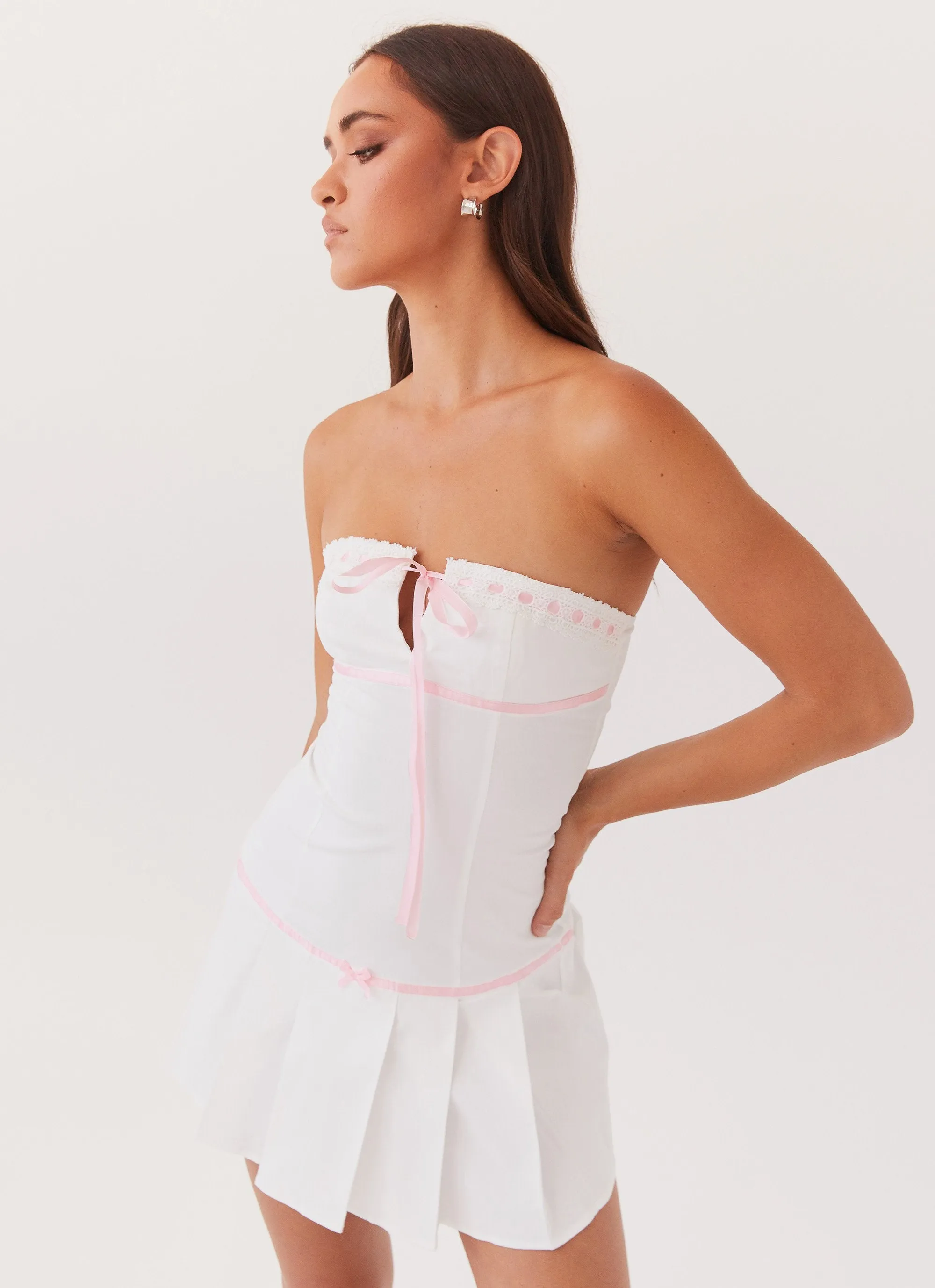 Candy Coated Bustier Mini Dress - Pink Ribbon