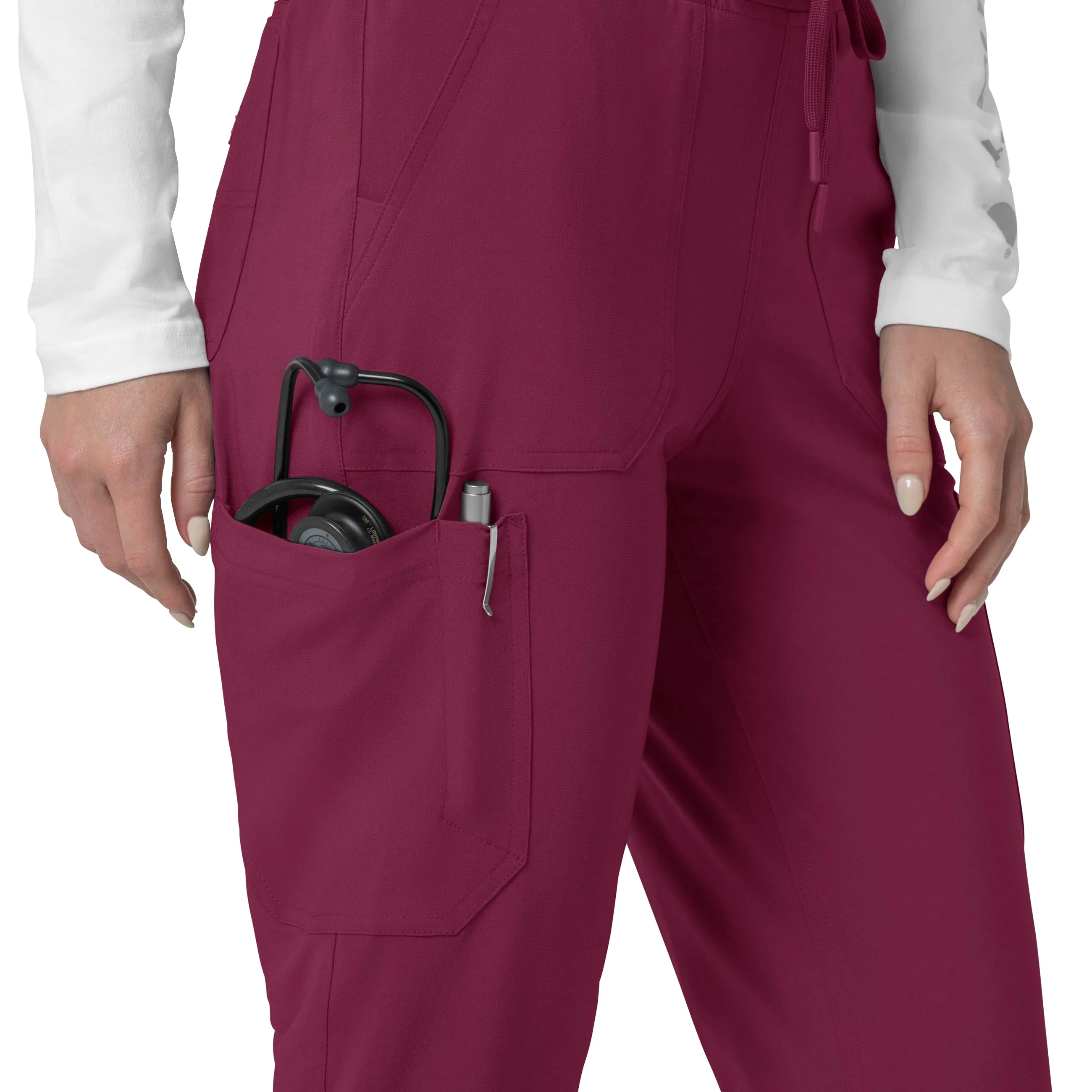 Carhartt Force Cross-Flex Women's Cargo Jogger Scrub Pant - Wine