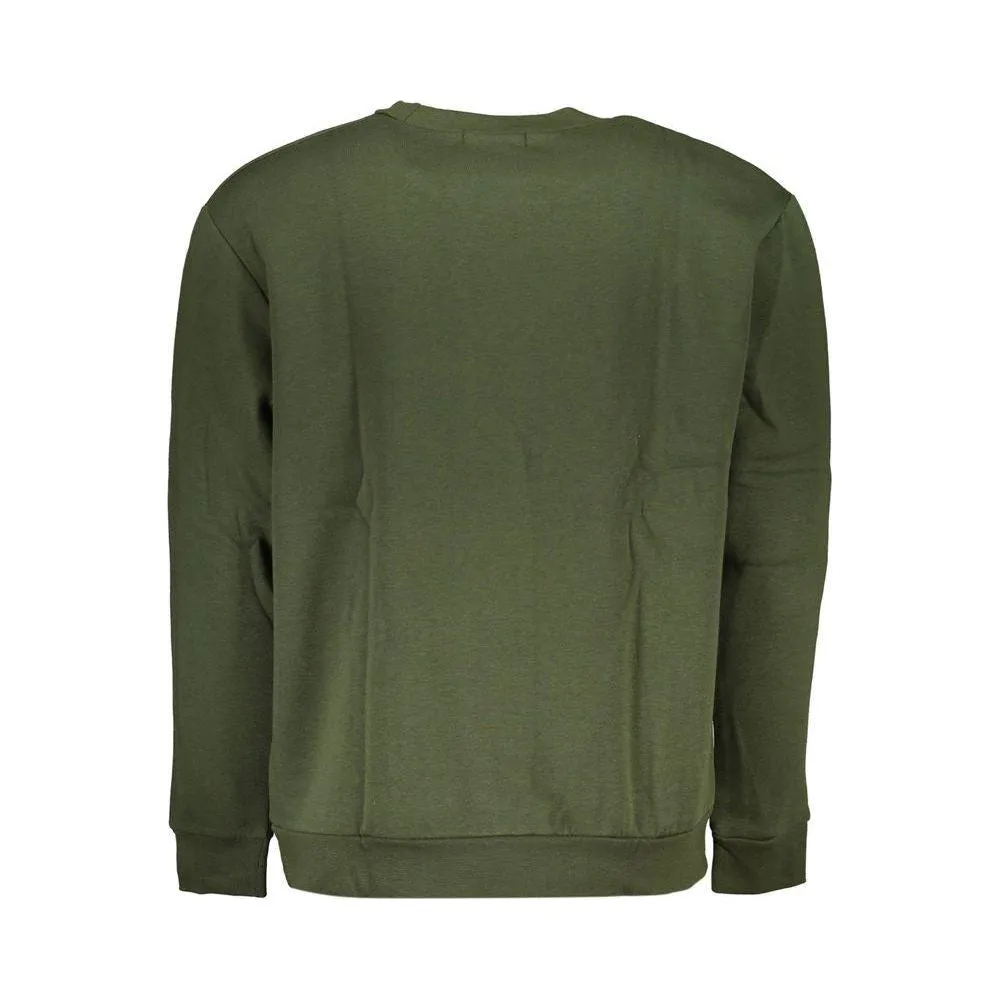 Cavalli Class Chic Green Embroidered Crew Neck Sweater