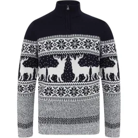 Christmas Gullfoss Nordic Half Zip Mens Christmas Jumper - Navy