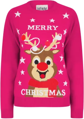 Christmas Merry Stars Junior Christmas Jumper - Purple