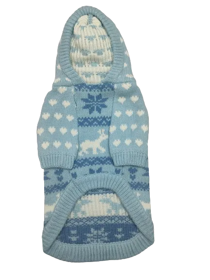 Christmas Petstop Dog Jumper - Snowflake Blue