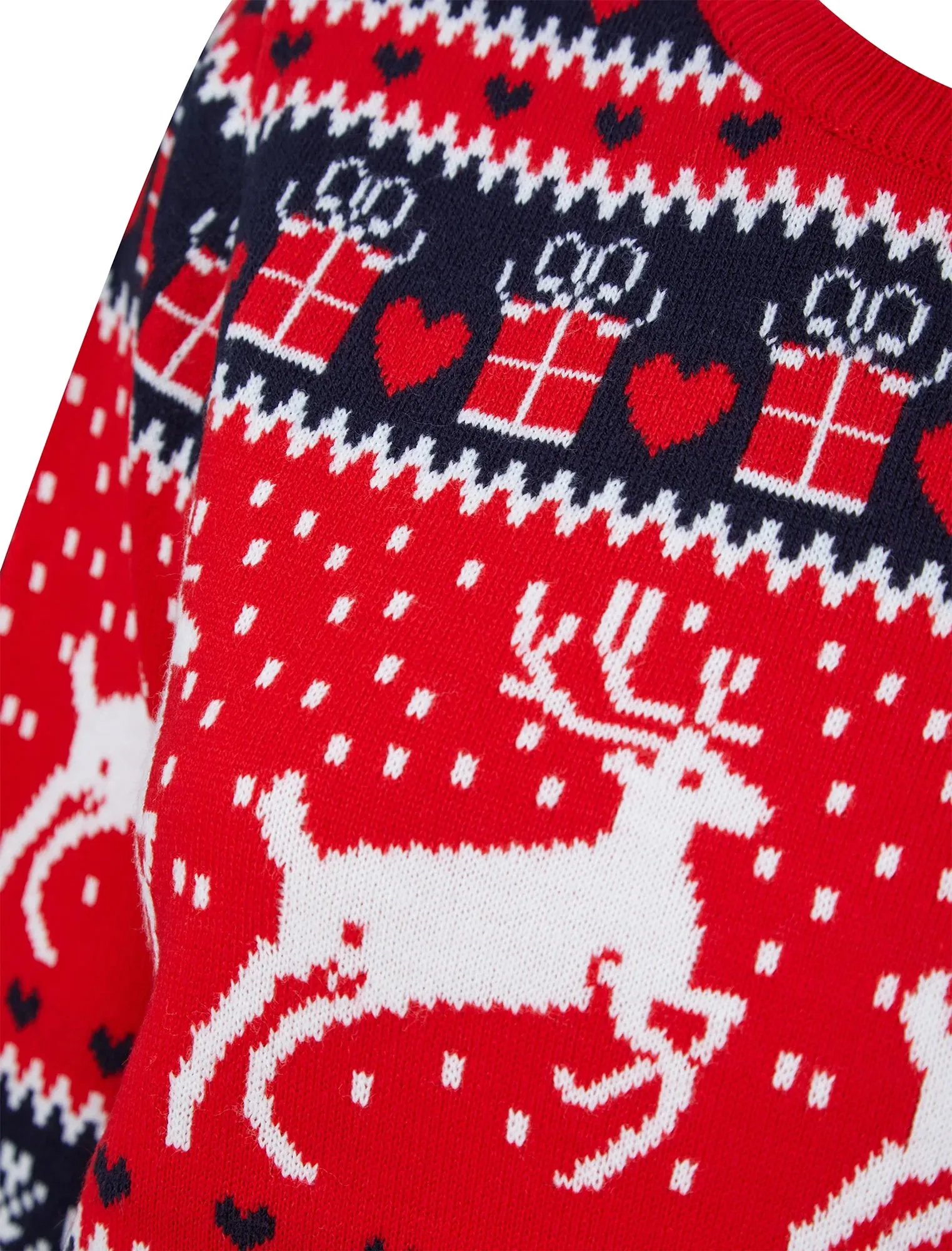 Christmas Reindeer Snow Womens Christmas Jumper - Red