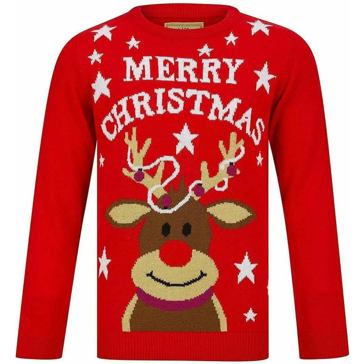 Christmas Tangled Reindeer Junior Christmas Jumper - Red