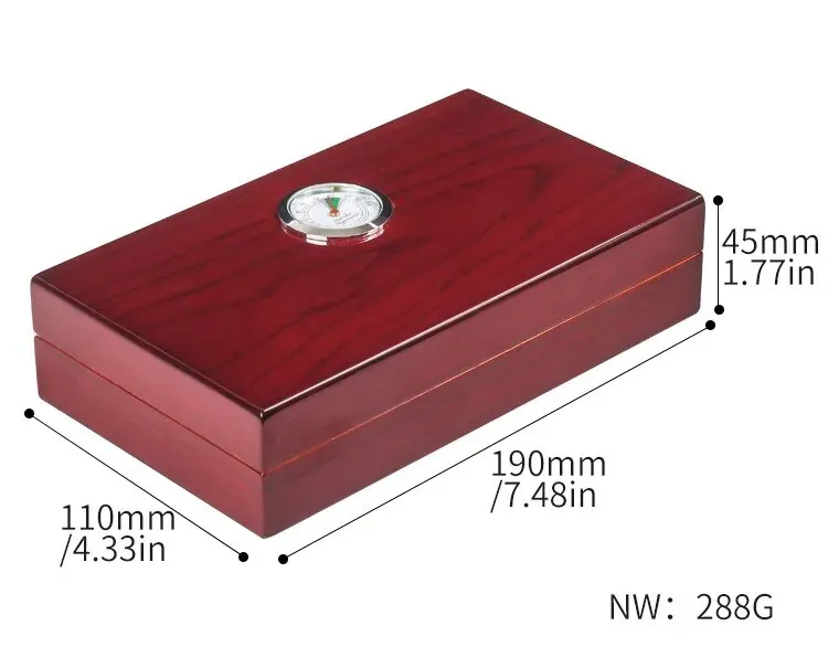 Cigar Case Cuban Humidor 4pcs Portable Cigar Travel Meter Baked Lacquer Double Layer Cedar Wood